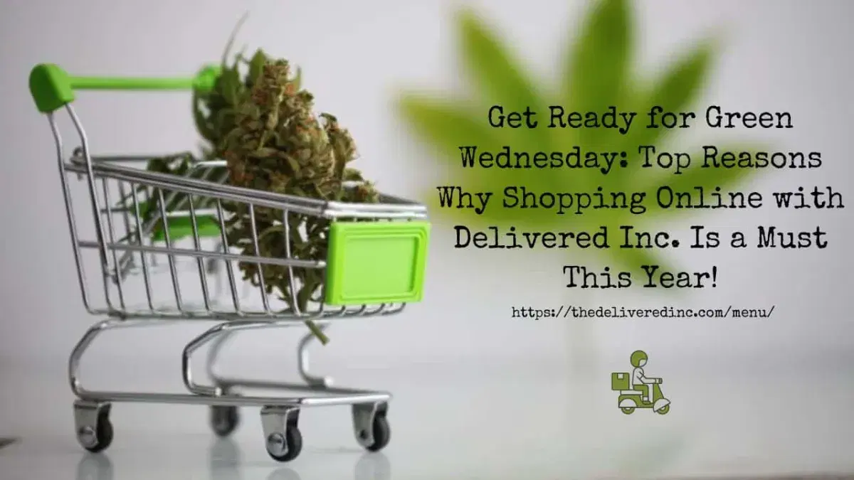 a shopping trolley in front of a cannabis plant