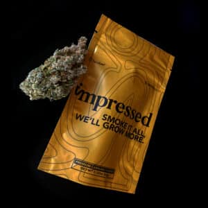 Impressed, LLC Cannabis flower with its packaging